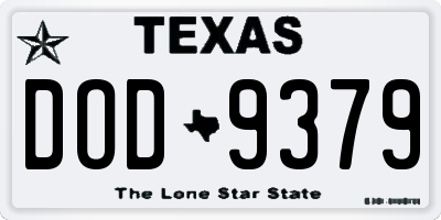 TX license plate DOD9379