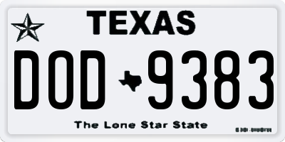TX license plate DOD9383