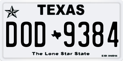 TX license plate DOD9384