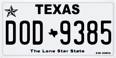 TX license plate DOD9385