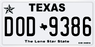 TX license plate DOD9386