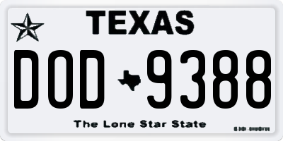 TX license plate DOD9388