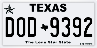 TX license plate DOD9392
