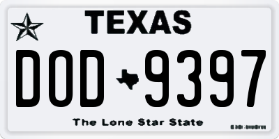 TX license plate DOD9397