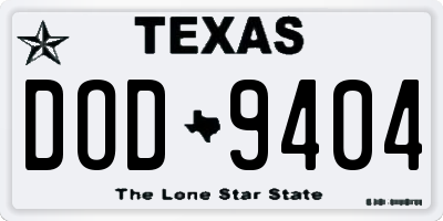 TX license plate DOD9404