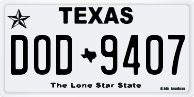 TX license plate DOD9407
