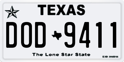 TX license plate DOD9411