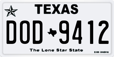 TX license plate DOD9412