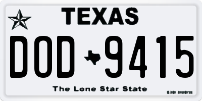 TX license plate DOD9415