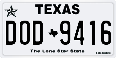 TX license plate DOD9416