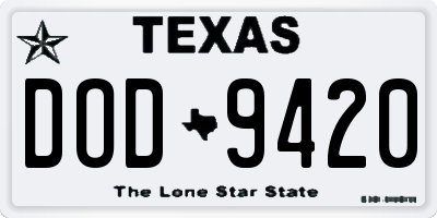 TX license plate DOD9420