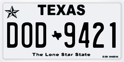 TX license plate DOD9421