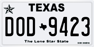 TX license plate DOD9423