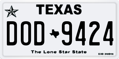 TX license plate DOD9424