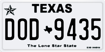 TX license plate DOD9435