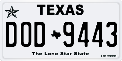 TX license plate DOD9443