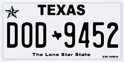 TX license plate DOD9452