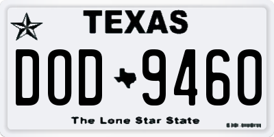 TX license plate DOD9460
