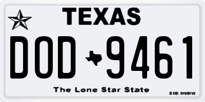 TX license plate DOD9461