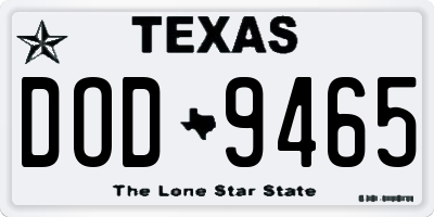 TX license plate DOD9465