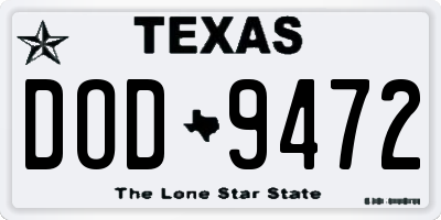 TX license plate DOD9472