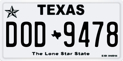 TX license plate DOD9478
