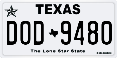 TX license plate DOD9480