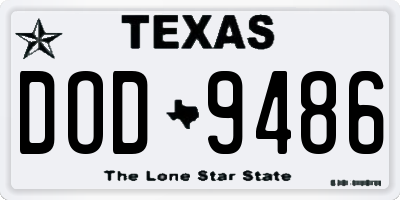 TX license plate DOD9486