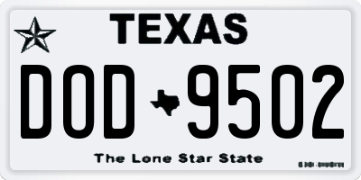 TX license plate DOD9502