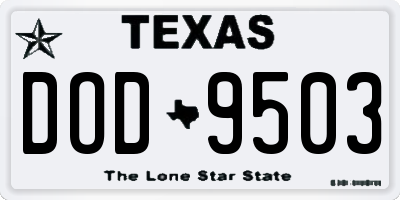 TX license plate DOD9503
