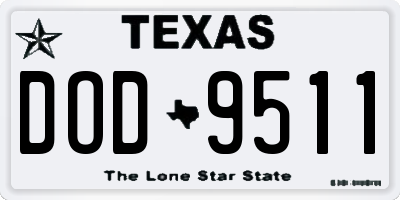 TX license plate DOD9511