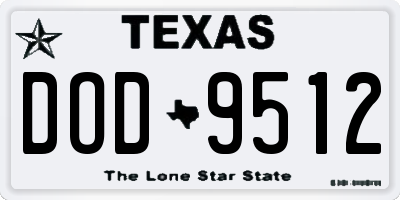 TX license plate DOD9512
