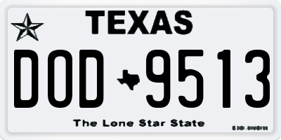 TX license plate DOD9513
