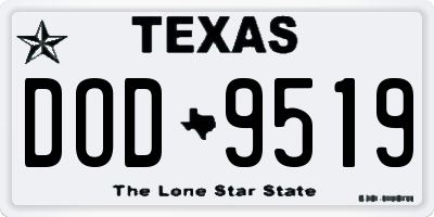 TX license plate DOD9519