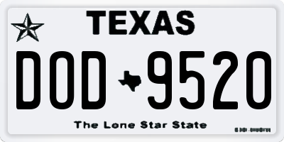 TX license plate DOD9520