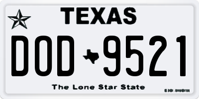 TX license plate DOD9521