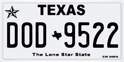 TX license plate DOD9522