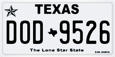 TX license plate DOD9526