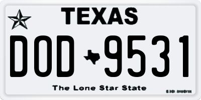 TX license plate DOD9531