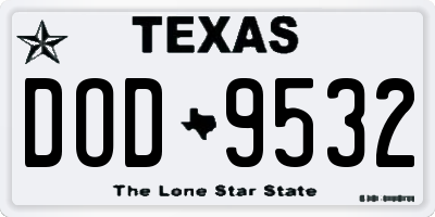 TX license plate DOD9532