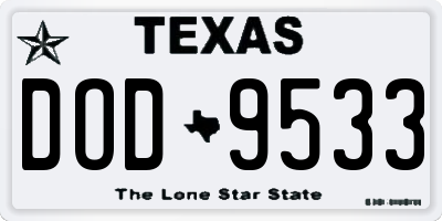 TX license plate DOD9533