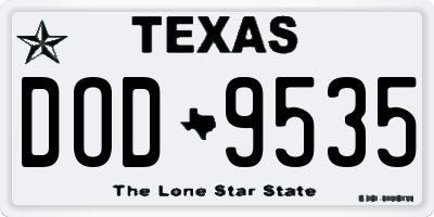 TX license plate DOD9535