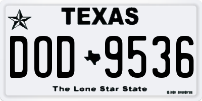 TX license plate DOD9536