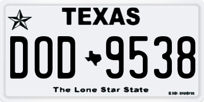TX license plate DOD9538