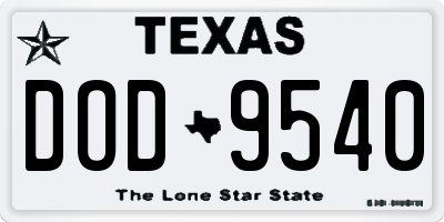 TX license plate DOD9540