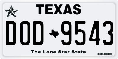 TX license plate DOD9543