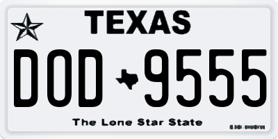 TX license plate DOD9555