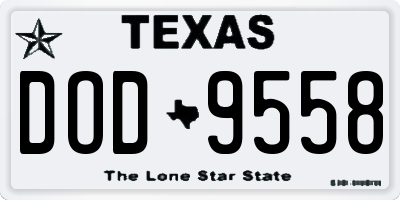 TX license plate DOD9558