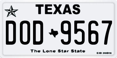 TX license plate DOD9567