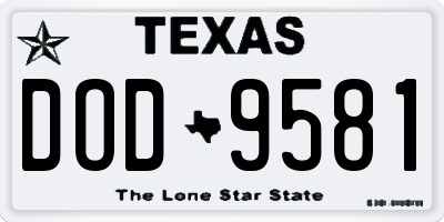 TX license plate DOD9581
